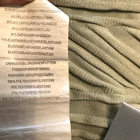 Bikini Lab One-Piece Swimsuit Front Cut Out Ruched Stripes Adjustable Green M - Picture 5 of 7